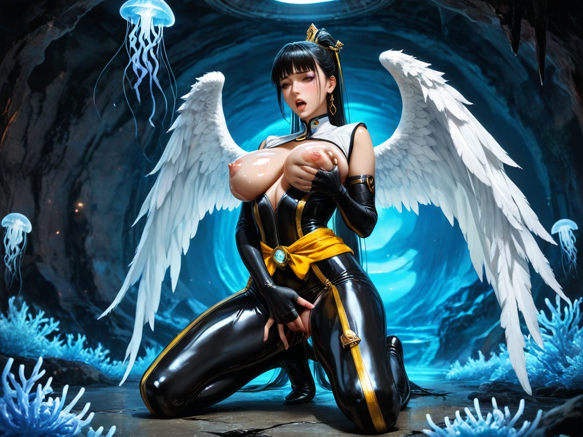 Gemidos, Fingerless Elbow Gloves With Ornate Metallic Ornaments, Very Cropped Capelet Hentai IA