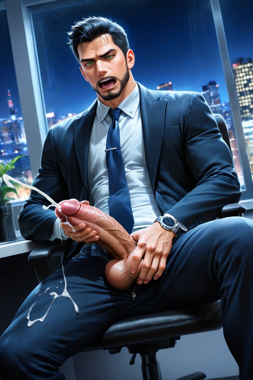 Masturbation, Luxury Office, Stylish Hair AI Gay Porn