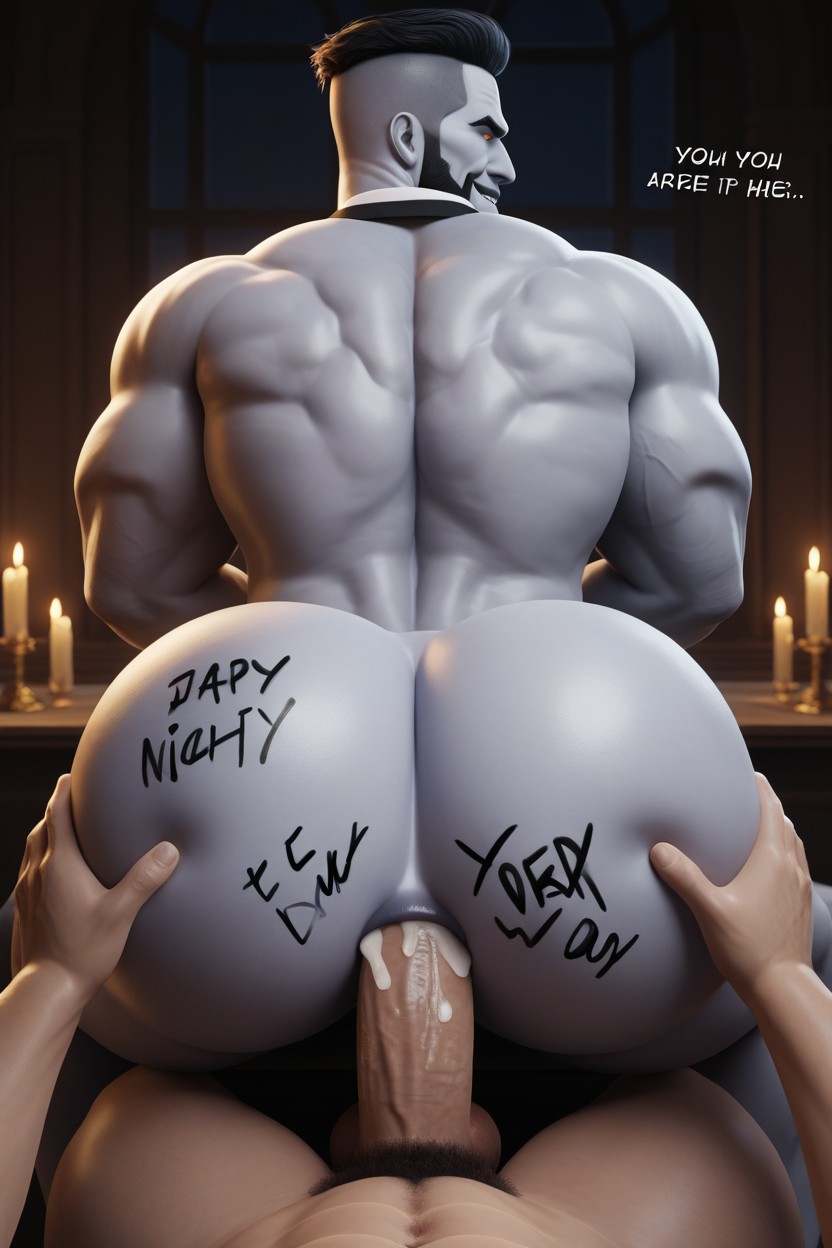 Body Writing On Ass Is The Sounds Of The Gay Man Fighting Not To Cum While The Bottom’s Anus Milks Him Relentlessly, Spooky, High Detail AI Gay Porn