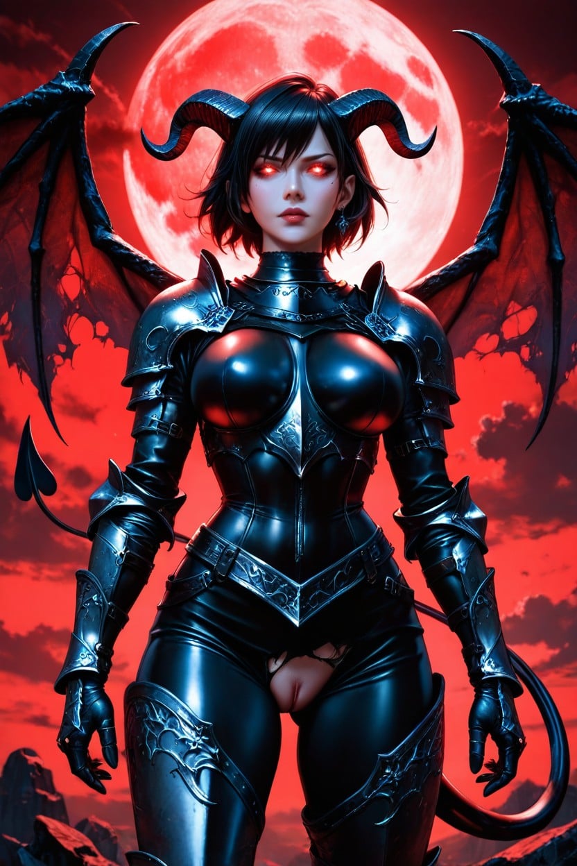 Full Moon, Demon Tail, Gothic AI Porn