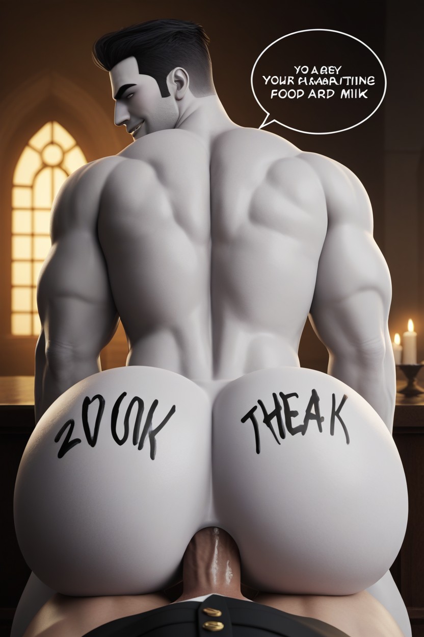 Body Writing, Lean Waist, Body Writing On Ass Is The Gay Top Panicking And Begging To Live AI Gay Porn