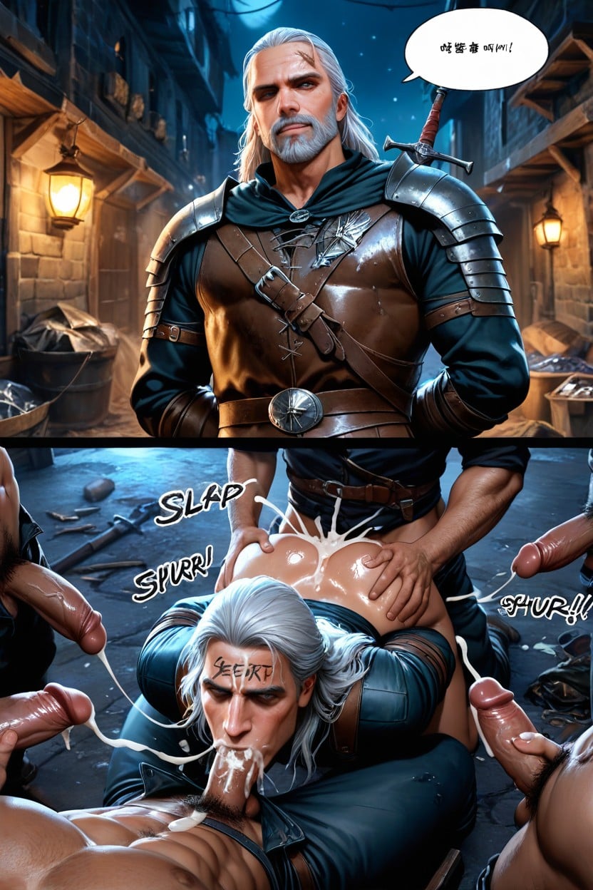 Mouth Full Of Cum, Lantern Light, Dark AI Gay Porn