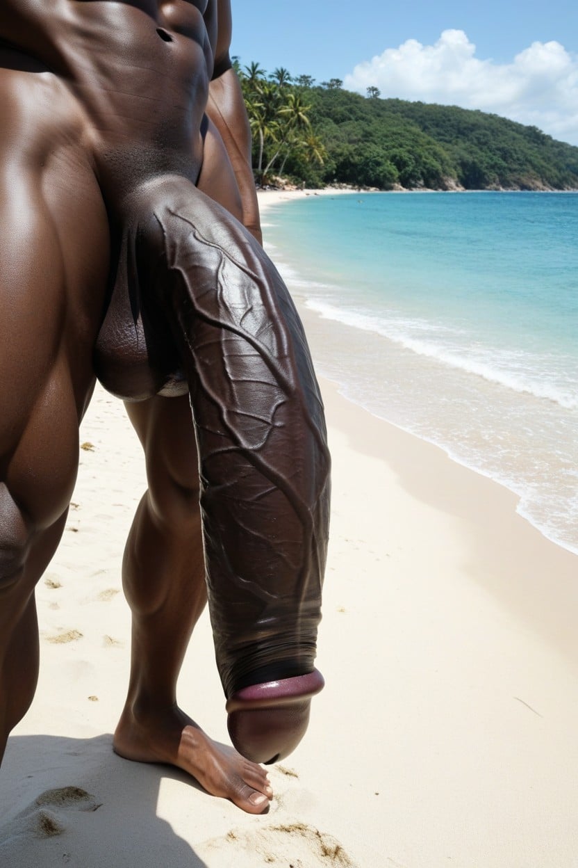 Black African Male, Mega Gargantuan Penis Growth, Extremely Muscular AI Porn