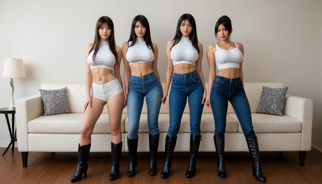Black Hairs, Piel Pálida, Detailed Asian Eyes Porno IA