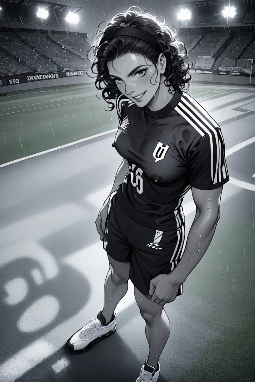 Black And White Soccer Jersey, 25+, Medium Breast Hentai AI Porn