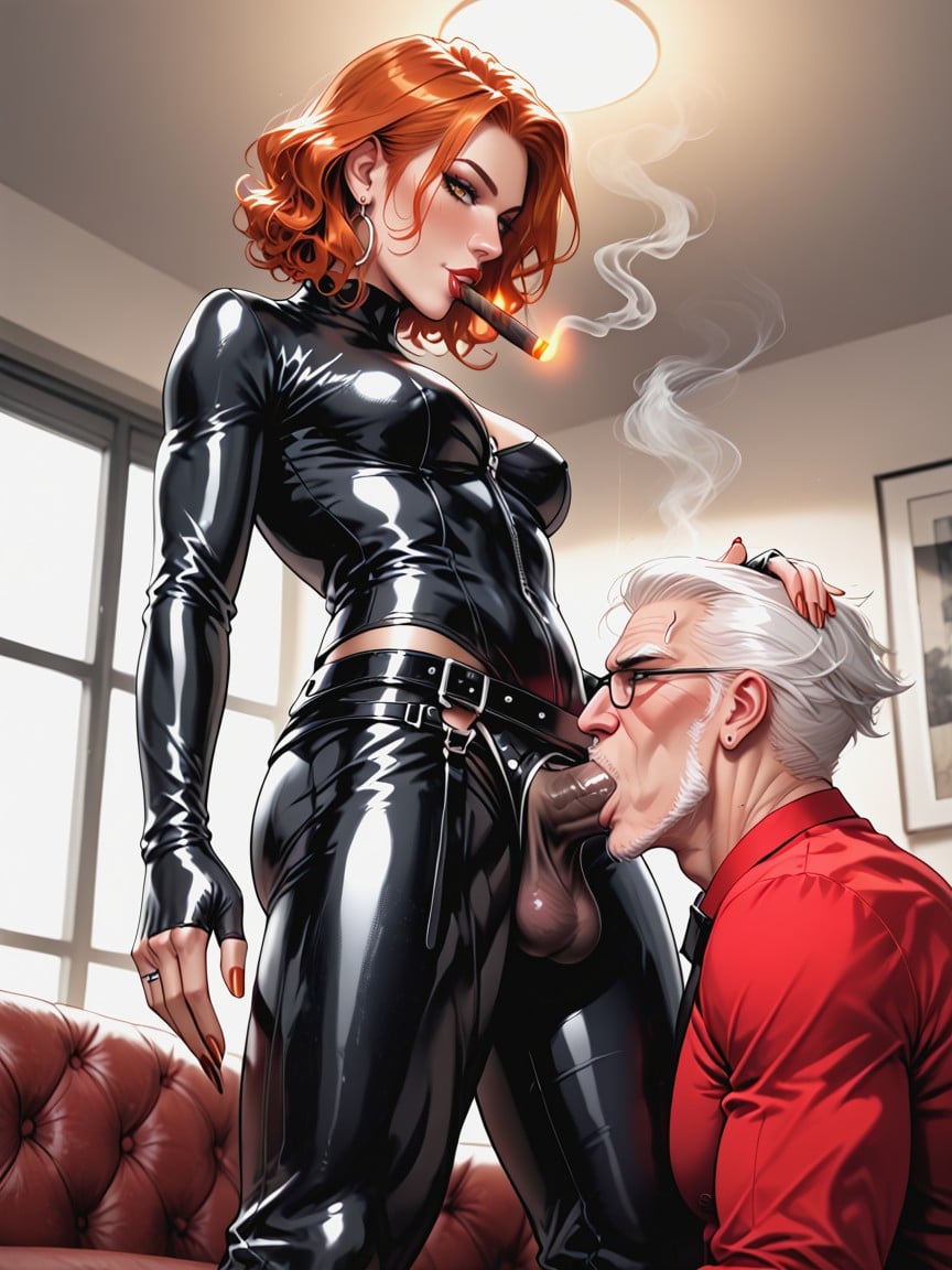 Futa Ginger, Living Room, Deepthroat Shemale AI Porn