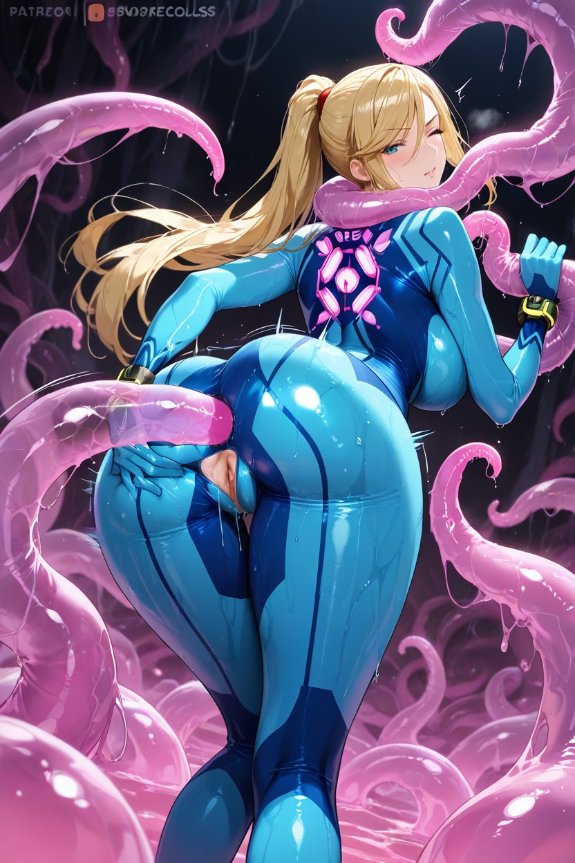 With Butt Pointed Towards Viewer At Slight Sideways Angle, Wet Pussy, 18+ Hentai AI Porn