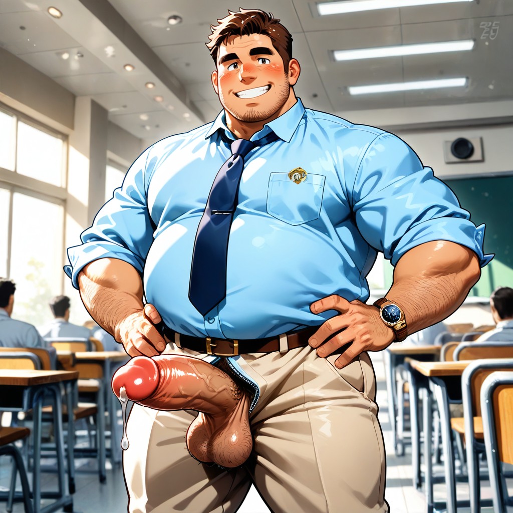 Pants Unzipped, Penis Out Of Pants, Eyes Half Closed AI Gay Porn