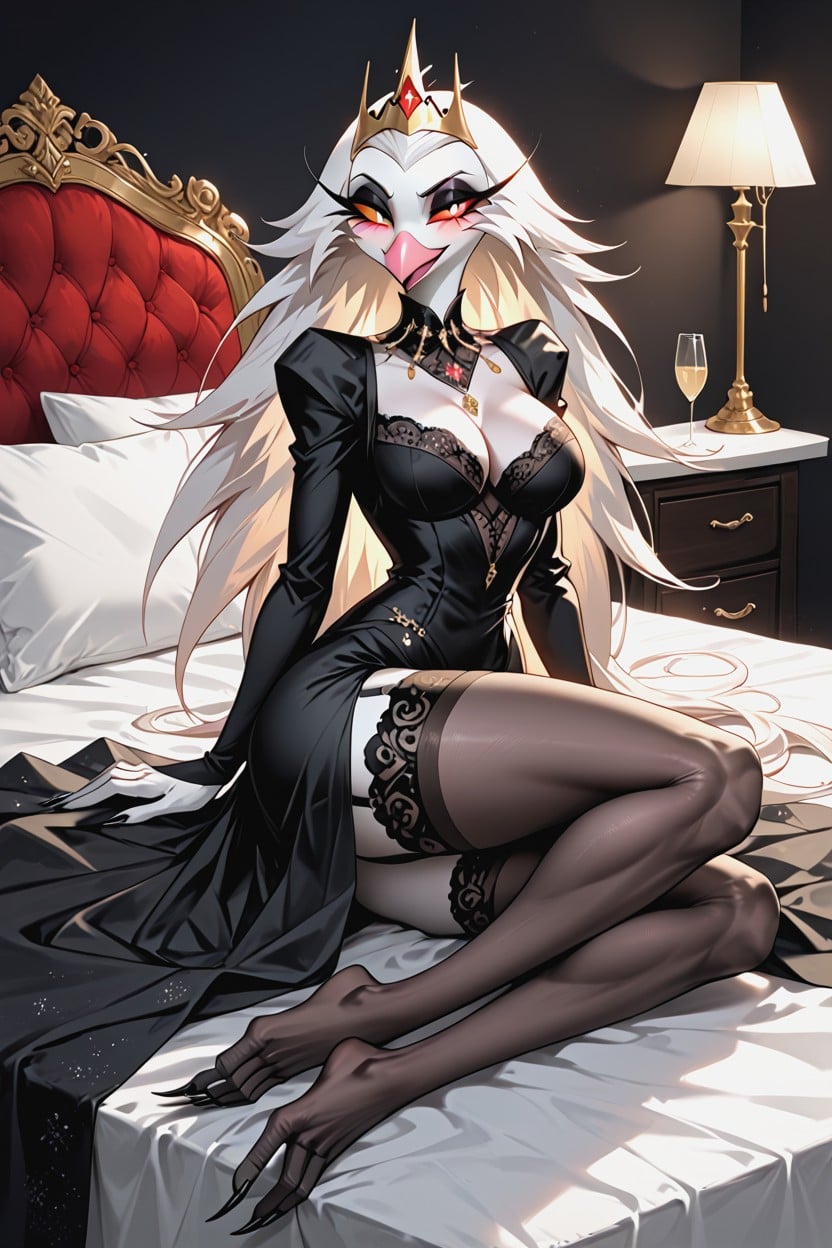 セミロング, White Avian Demon, Feather Hair ファーリーAIポルノ