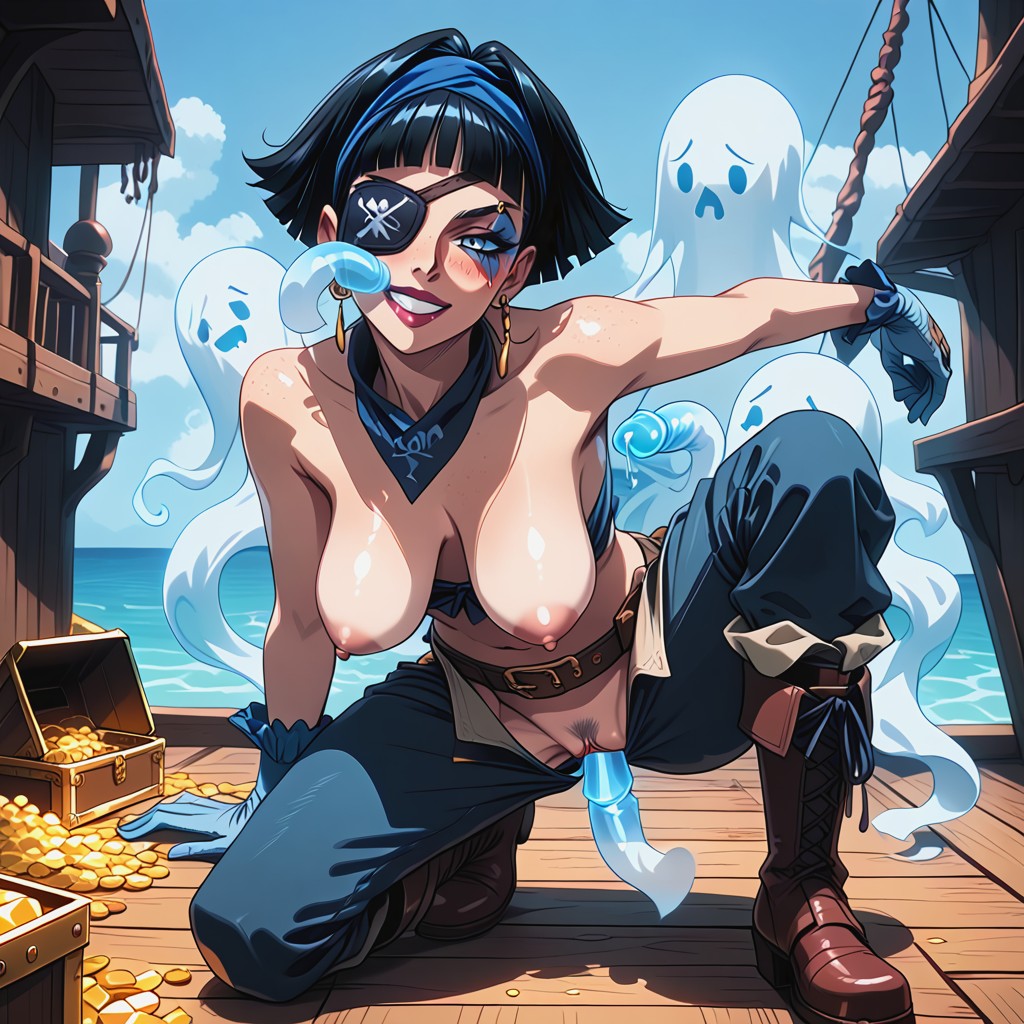 Ghostly Cocks, Legs Spread Wide, Bubble Butt AI Porn