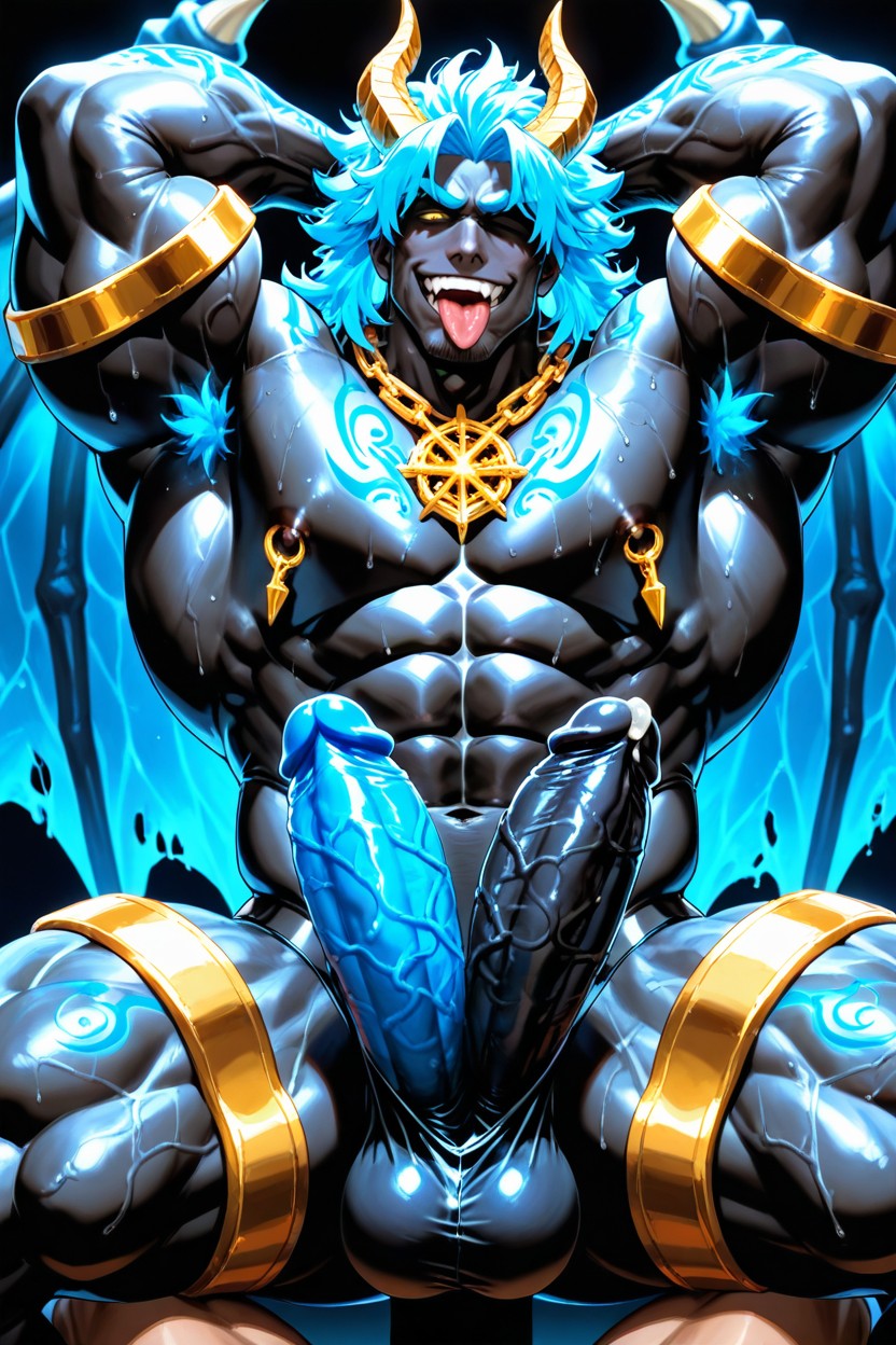 Yellow Eyes, Black Skin, Blue Pubic Hair AI Gay Porn