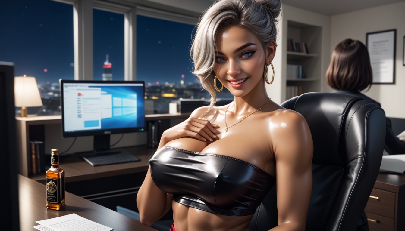 Medium Breast, Noir, Close Up Portrait AI Porn