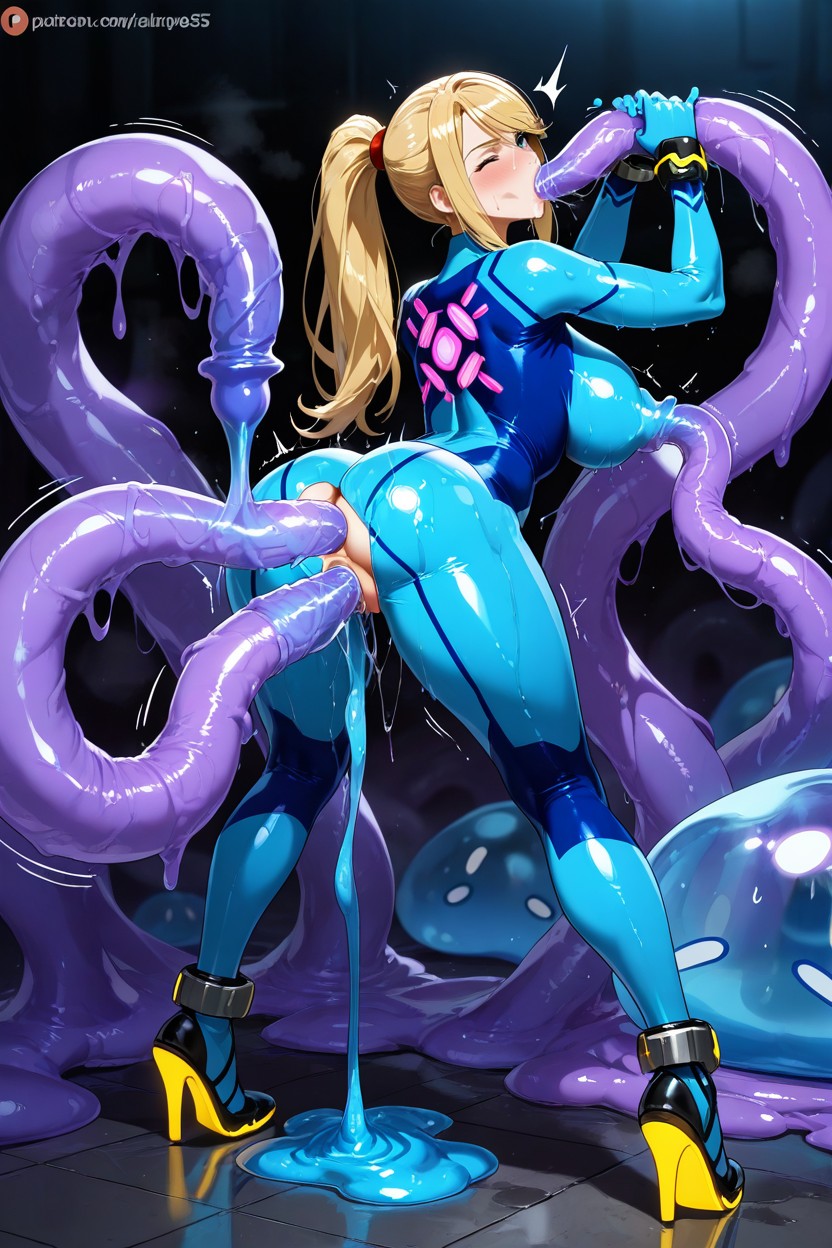 Clear Slime Felatio Arms And Legs Held By Clear Slime, Perfect Face, 25+ Porno IA Hentai