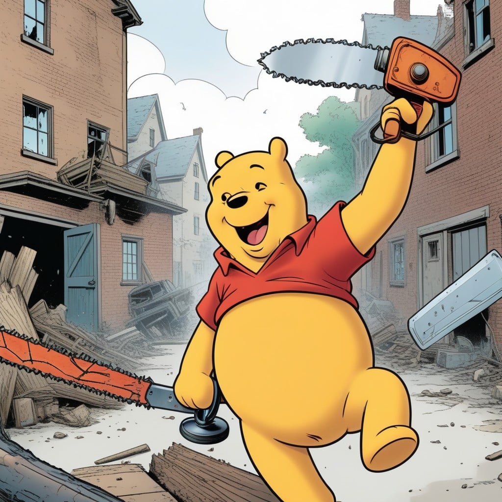 Single Page Comic, Single Panel Of Comic, Winnie The Pooh Original Classic Art Style AI Porn