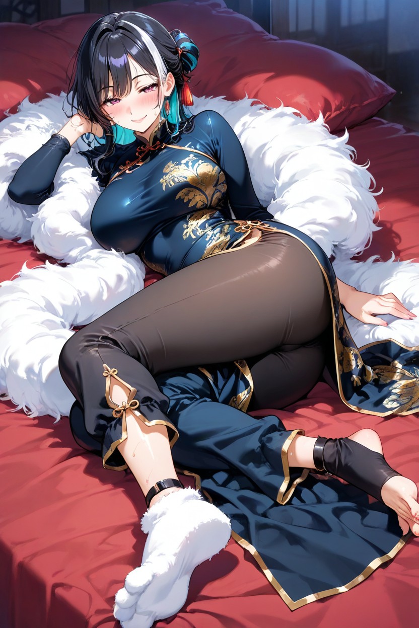 Girl, Lying On Stomach, Chinese Dress AI Porn