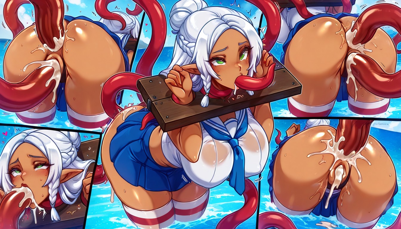 Big Butt, Red Bob, Tentacles Around Waist And Belly Hentai AI Porn