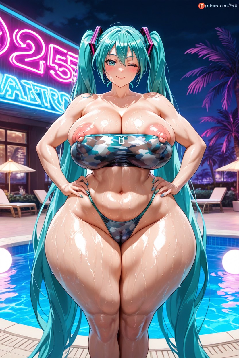 Nipple Expansion, Front View, Round Hips Porno IA