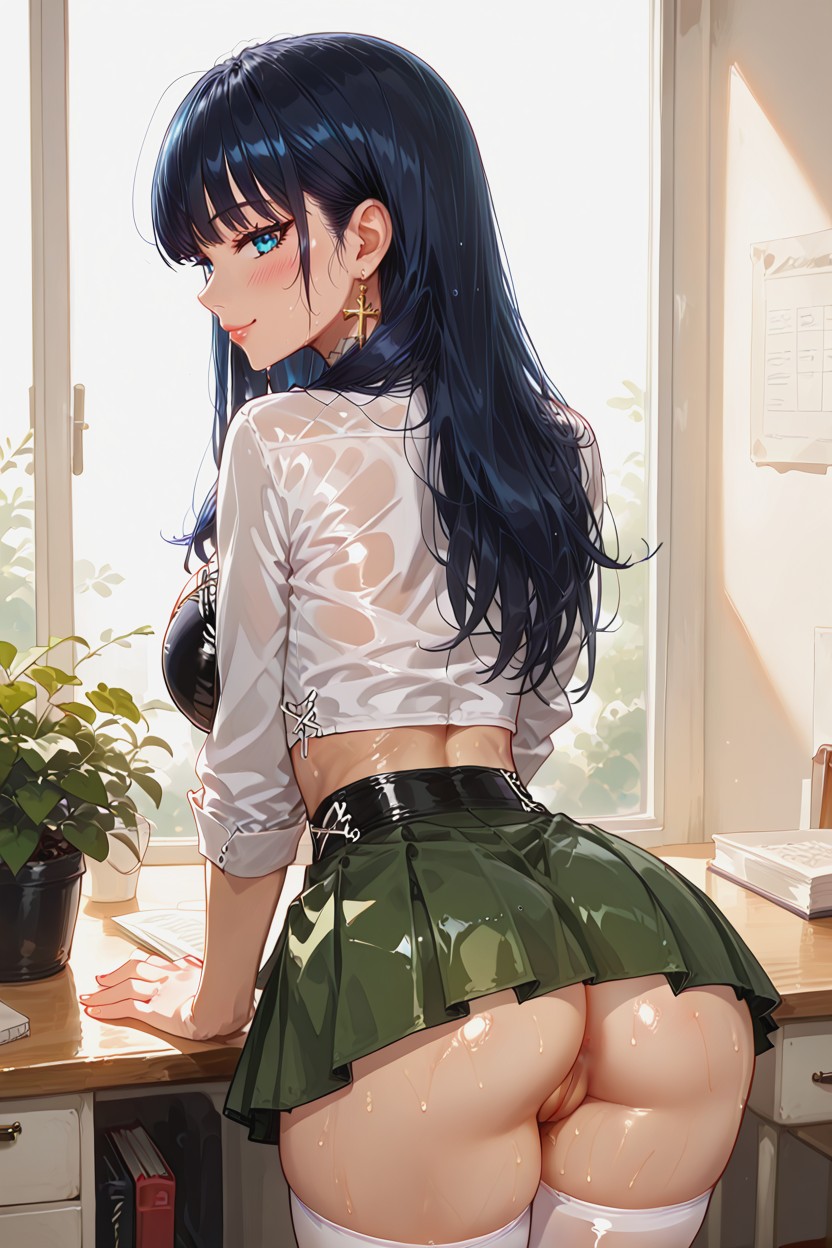 White Stockings, Shaved Pussy, Form Fitting Clothes Hentai AI Porn