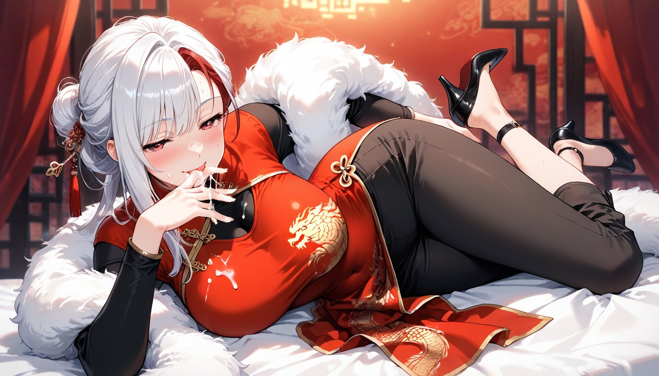 Flequillo, Seductive Smile, Thick Fur Boa Porno IA