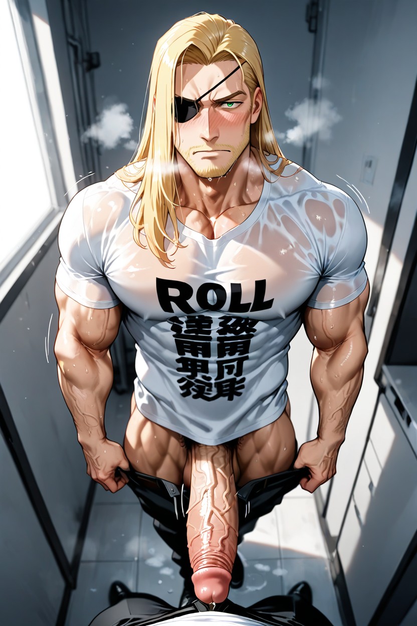Sweaty, Ceiling, Huge Muscular AI Gay Porn