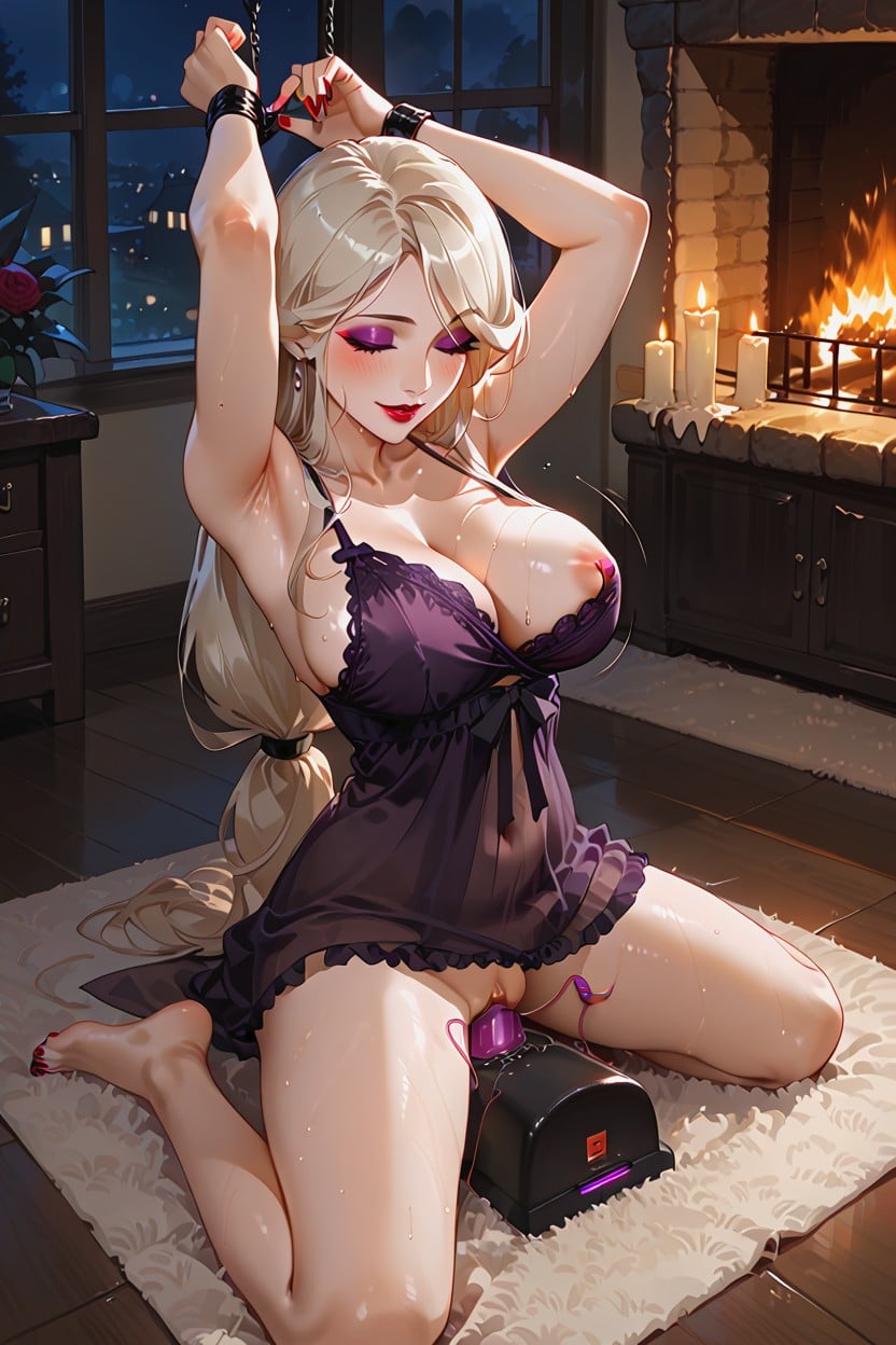 Lack Lipstick, Relaxing Pose, Accurate Hands Hentai AI Porn