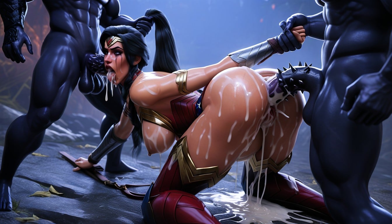 Excessive Cum Everywhere, Wonder Woman, Barbed Penis In Ass Porno IA