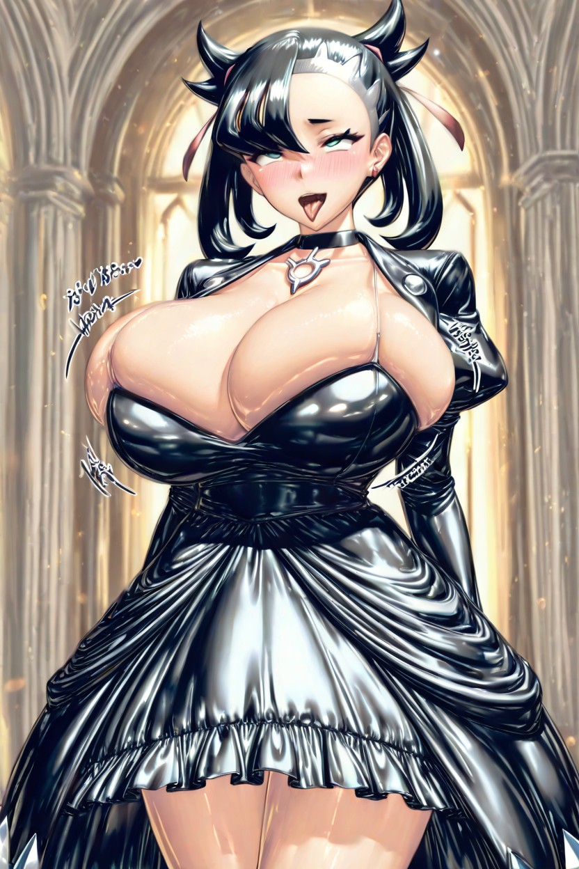 Wide Hoopskirt, Shiny Rubber Dress, Covered Boobs Porno IA