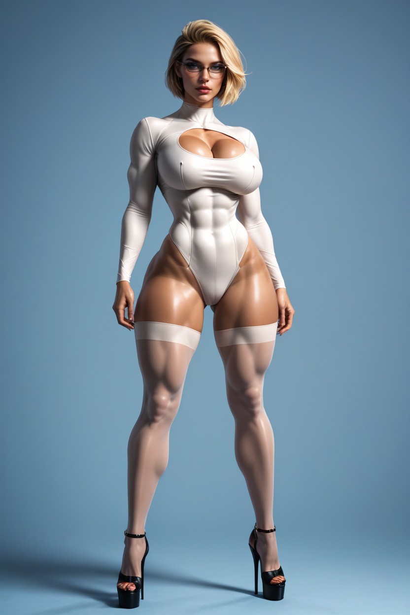 Glasses, 25+, Realistic Beautiful Deep Blue Eyes AI Porn