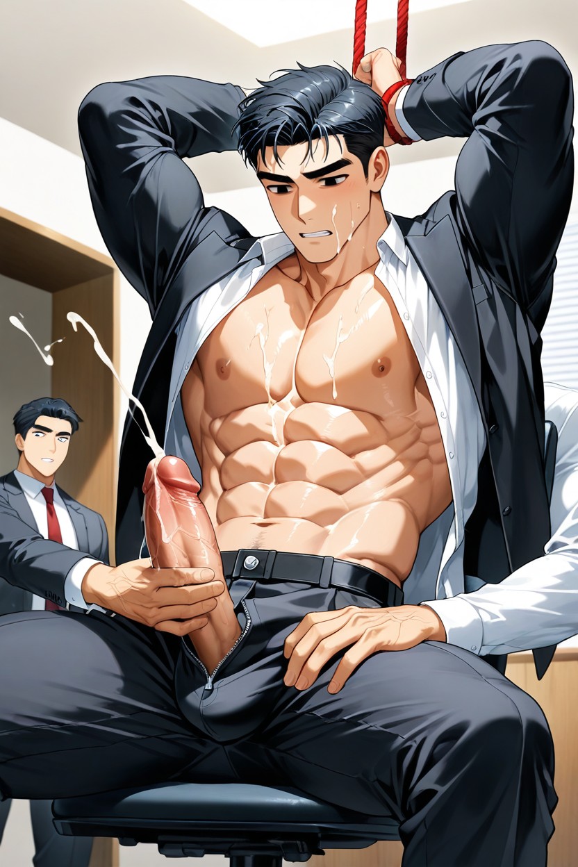 Black Hair, There Are Two Men, Bedroom AI Gay Porn