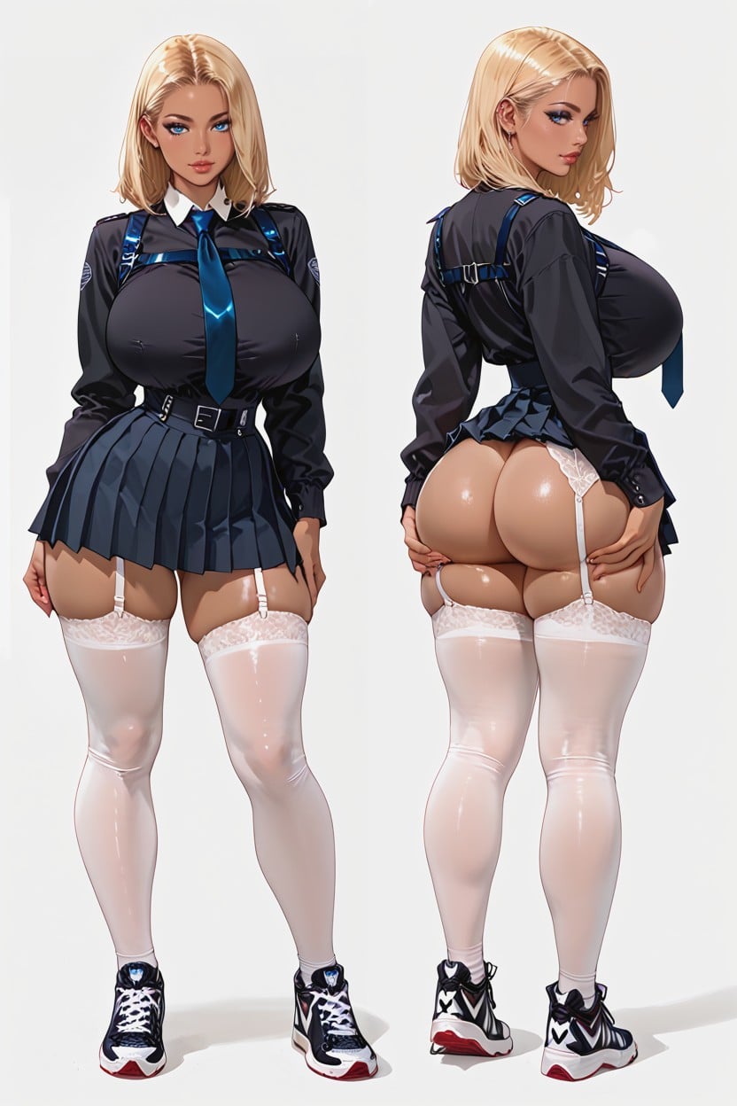 Extremely Huge Cleavage, Bubble Butt, Full Height AI Porn