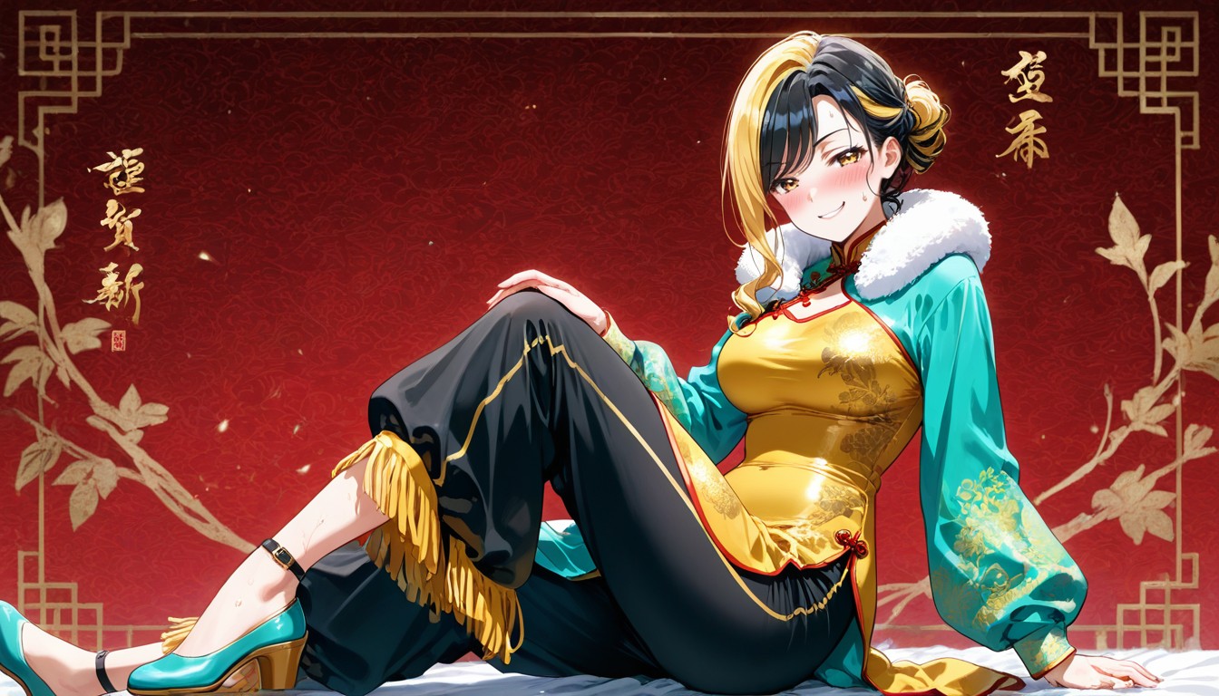 Black Hair, Heavy Sweat, Smug Expression AI Porn