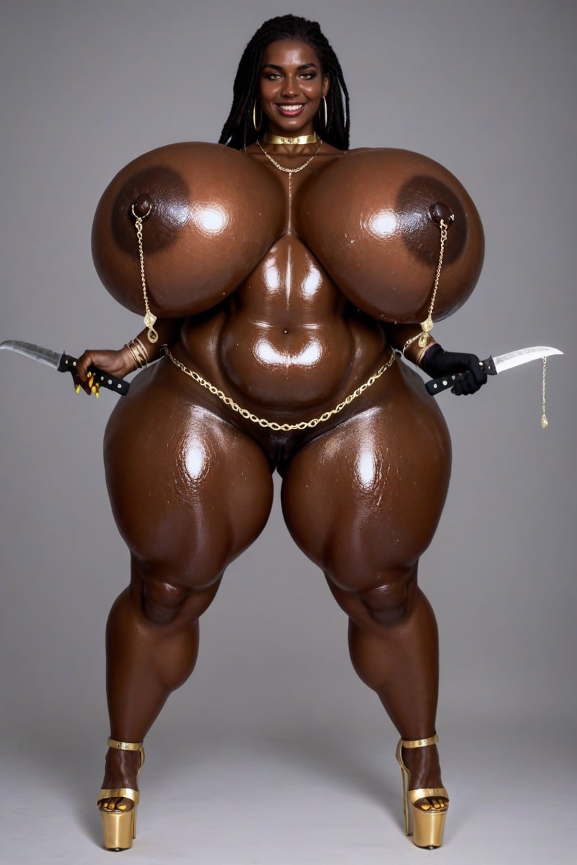 Gigantic Boobs, Hyper Gigantic Booty, Large Nipple Piercings AI Porn