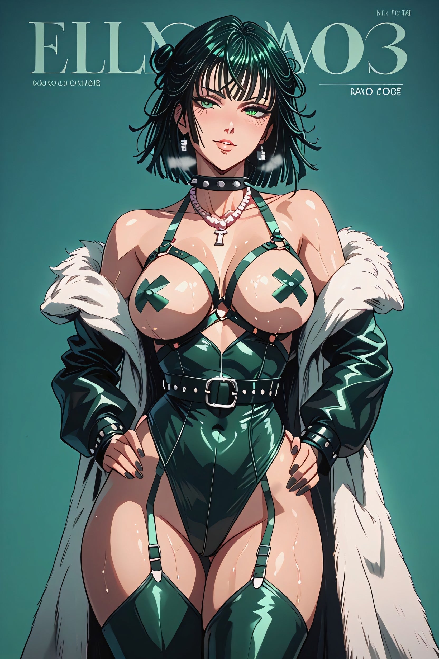 Jade/mint Green Eyes, Drooling, Oiled Skin Hentai AI Porn