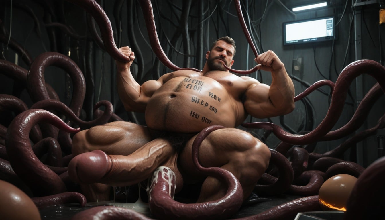 Inside Gigantic Translucent Tentacle Holding Huge Bulbed Eggs, Hairy Guy, Mpreg AI Gay Porn