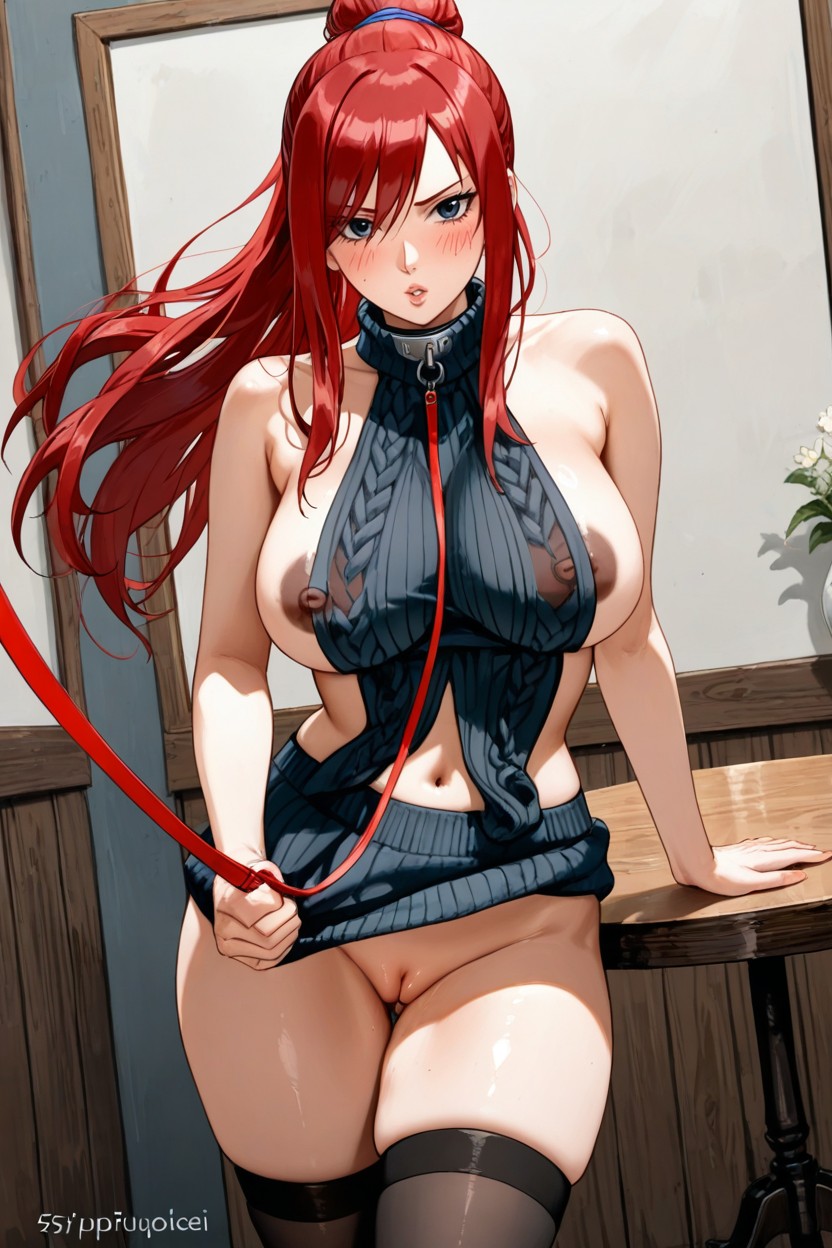 No Bra, Naruto Uzumaki From The Naruto Series, Table Corner Height At Crotch Level Hentai AI Porn