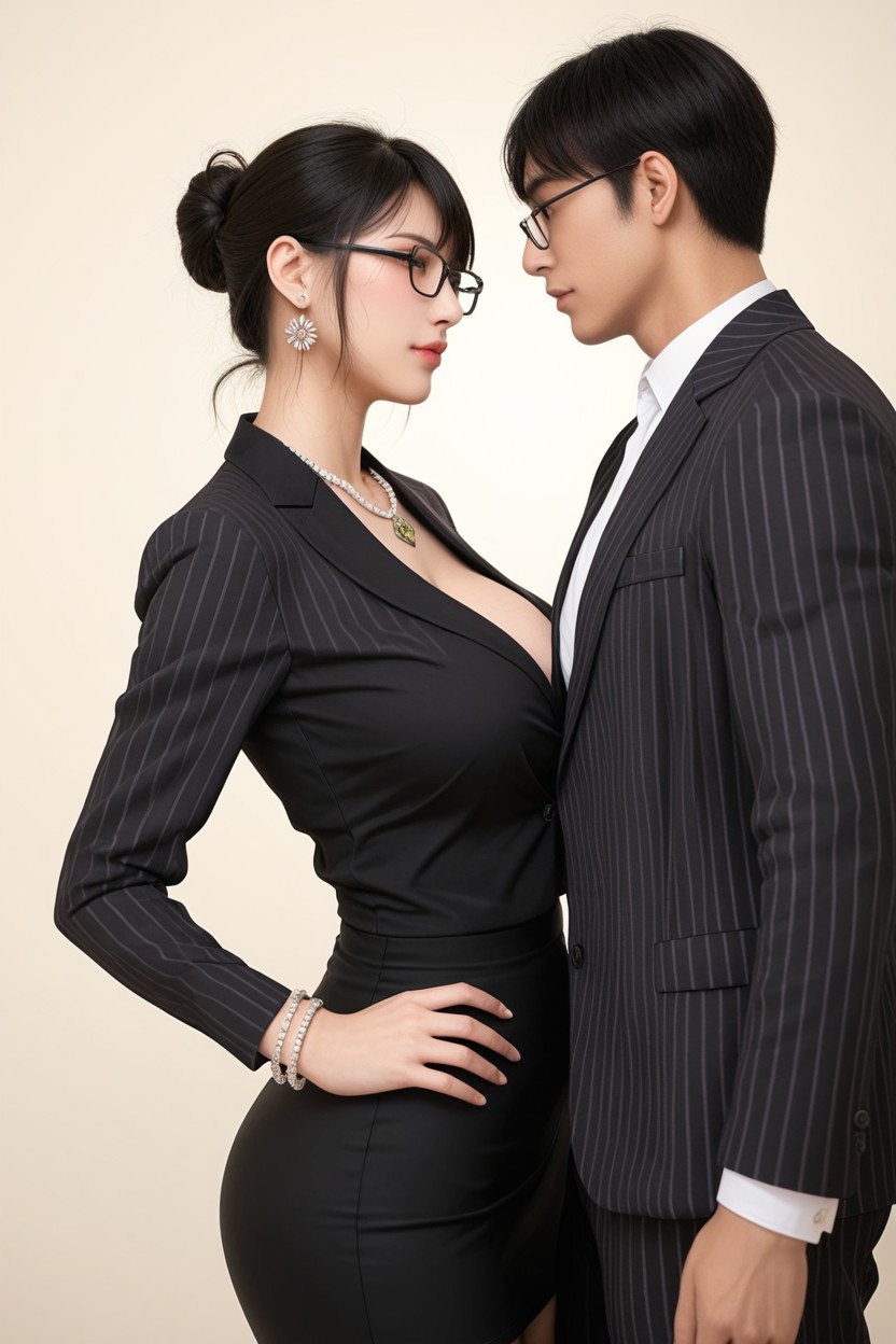 Glasses, Japanese Idol, Black Hair Porno asiático IA