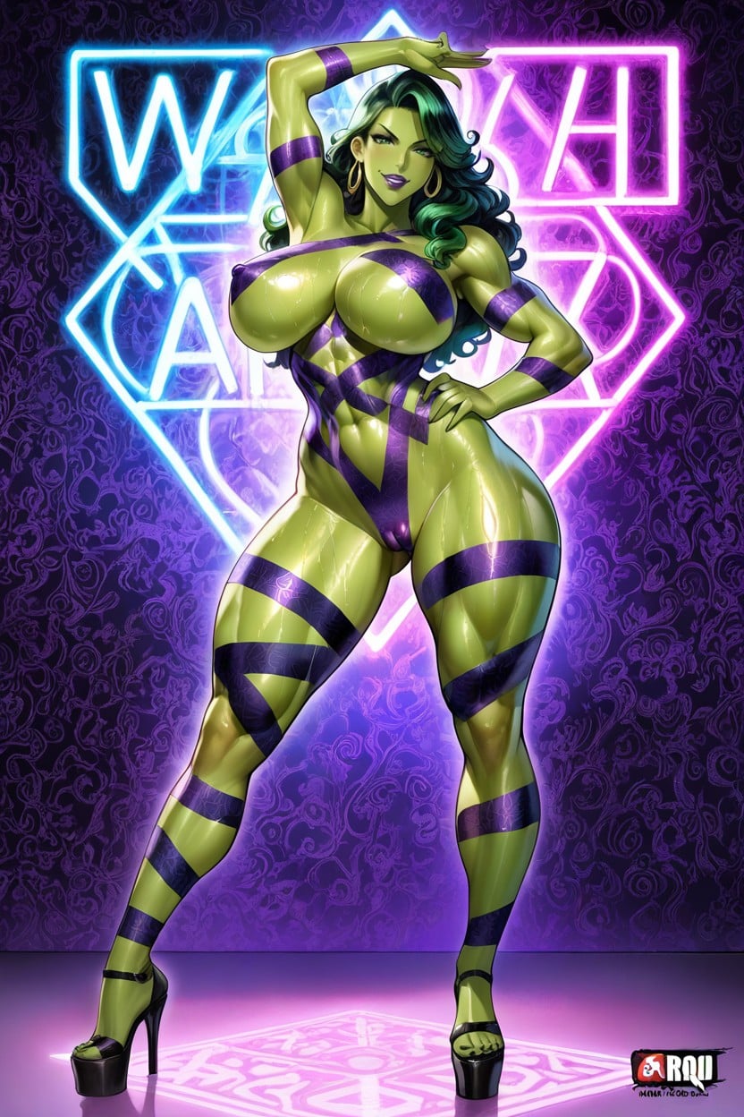 Green Eyes, Pechos Medianos, Reiq Art Style Porno IA