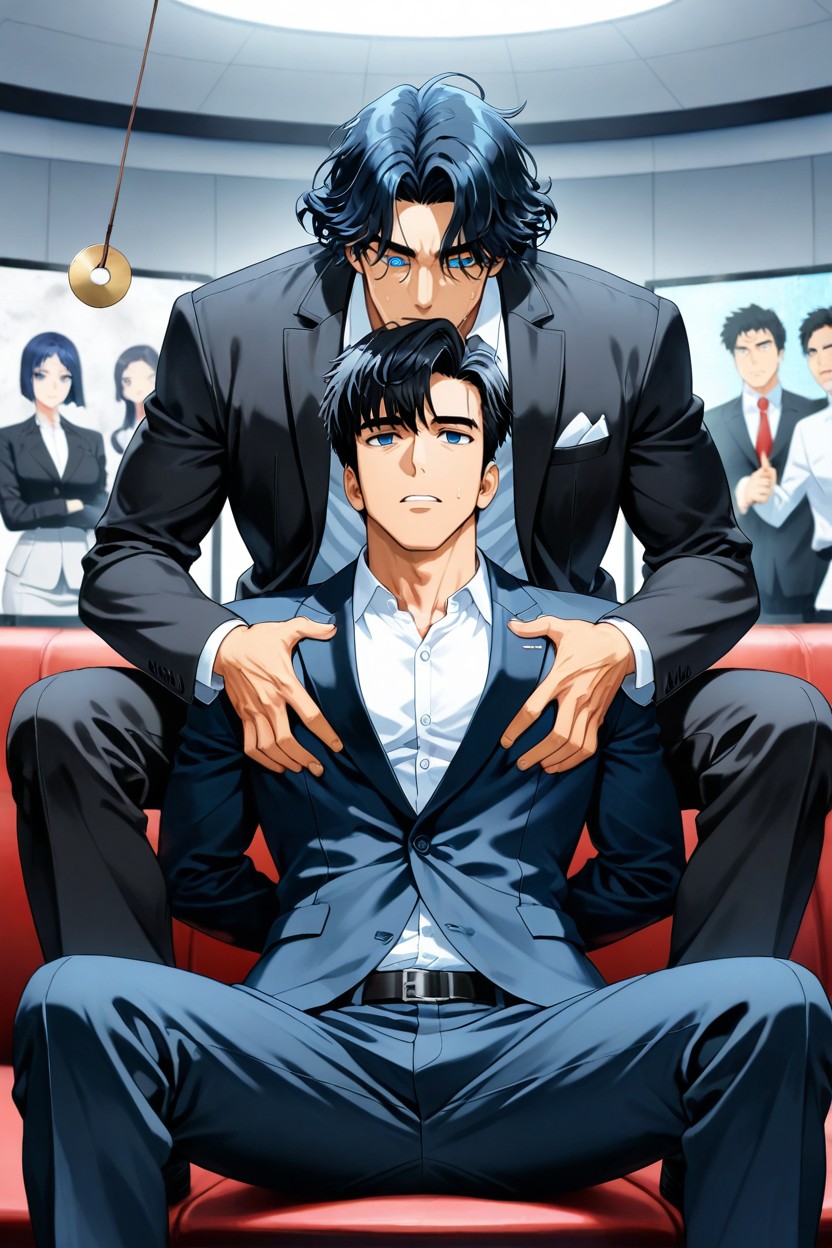 Hands Tied Behind Back, Black Jacket Over Shirt, 25+ AI Gay Porn