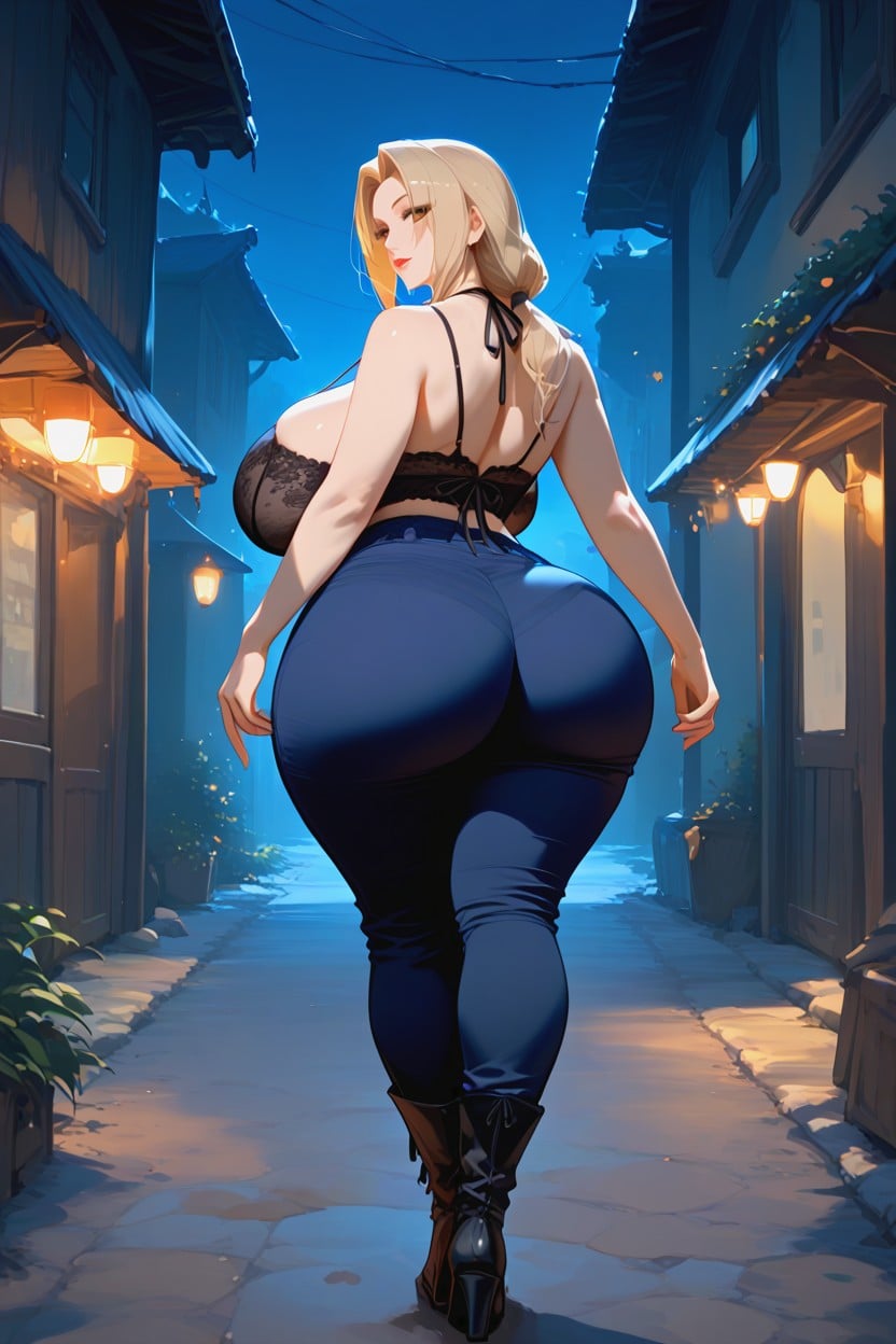 Ass Bigger Than Torso, Huge Chest, Satin Pants MILF AI Porn