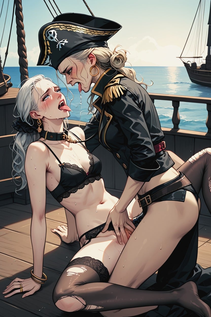 Tongue Out, Pale Skin, Pirate Ship AI Porn