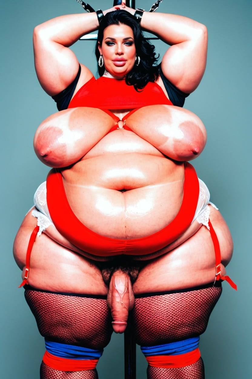 Massive Round Ass, Fat Body, Restrained Shemale AI Porn