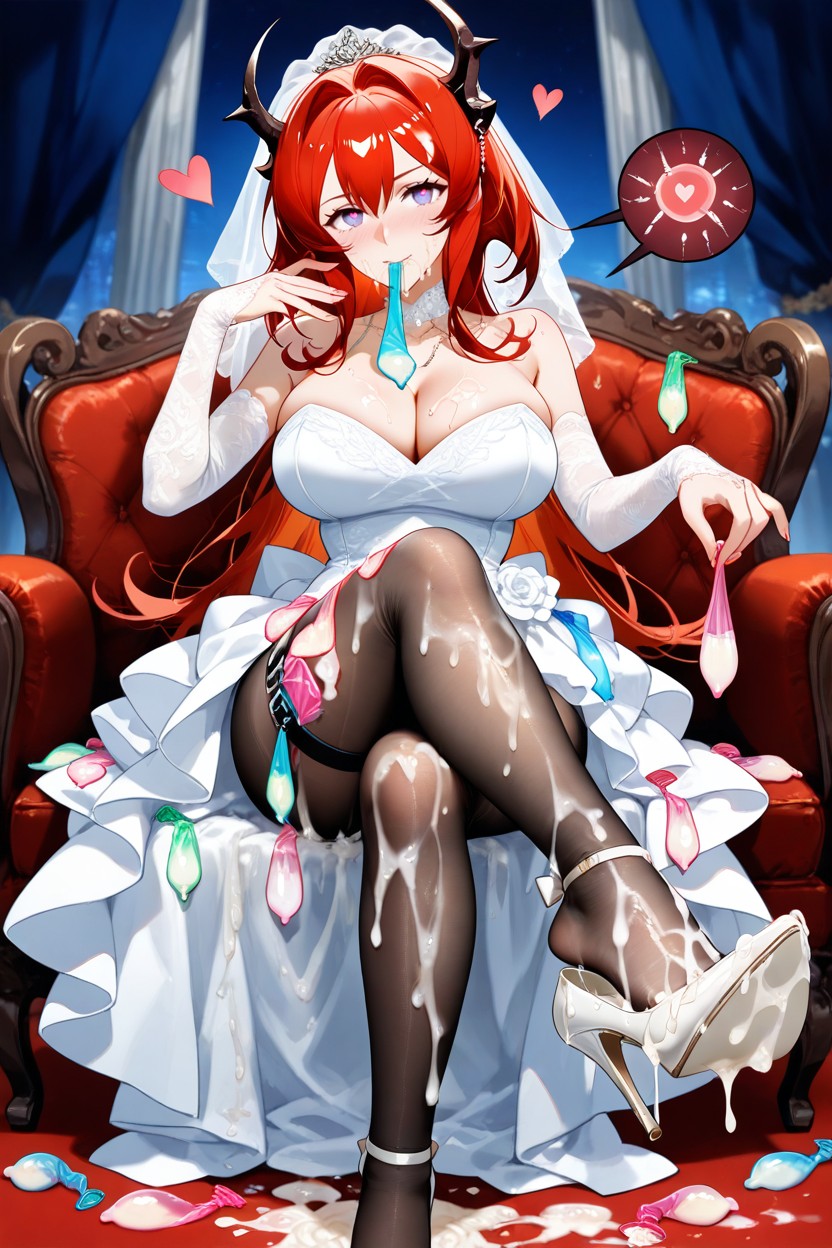 Cum Everywhere, Used Condom Thigh Ring, Heel Raised Hentai AI Porn