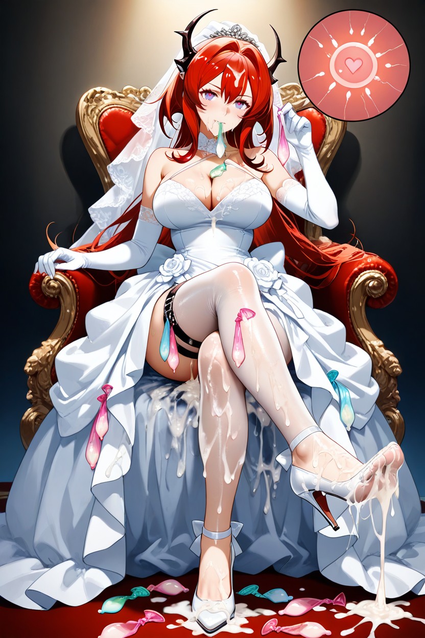 A Lot Of Used Condom, Holding Many Used Condom In Mouth, Condom Hentai AI Porn