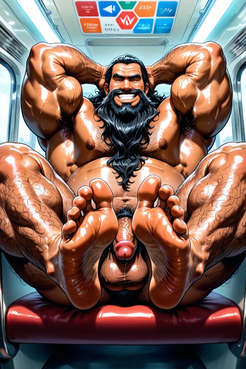 Legs Up Showing Feet, Overweight, Very Hairy AI Gay Porn