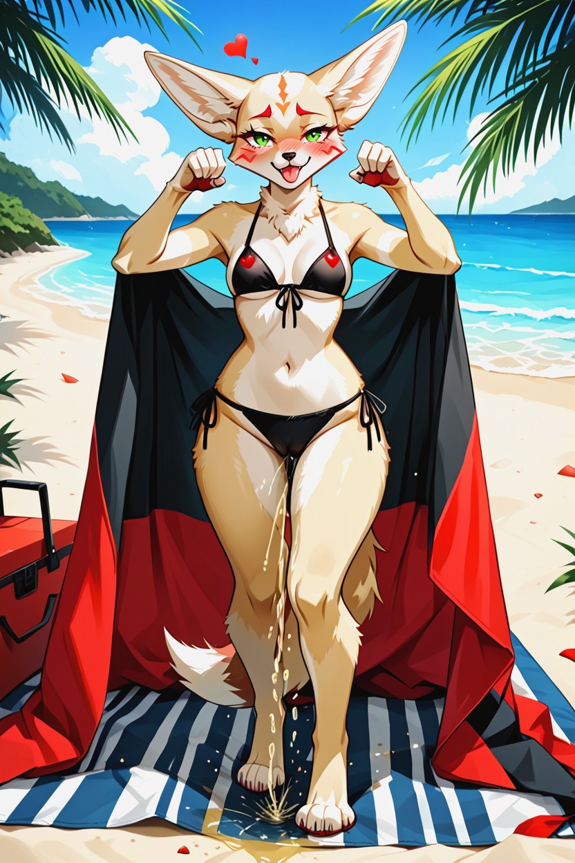 Pee On Legs, Midriff, Solo Furry AI Porn