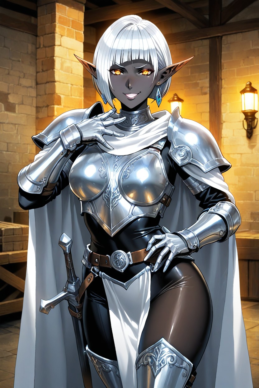 Medium Breasts, Dark Elves, Long Elf Ears With Earrings Hentai AI Porn