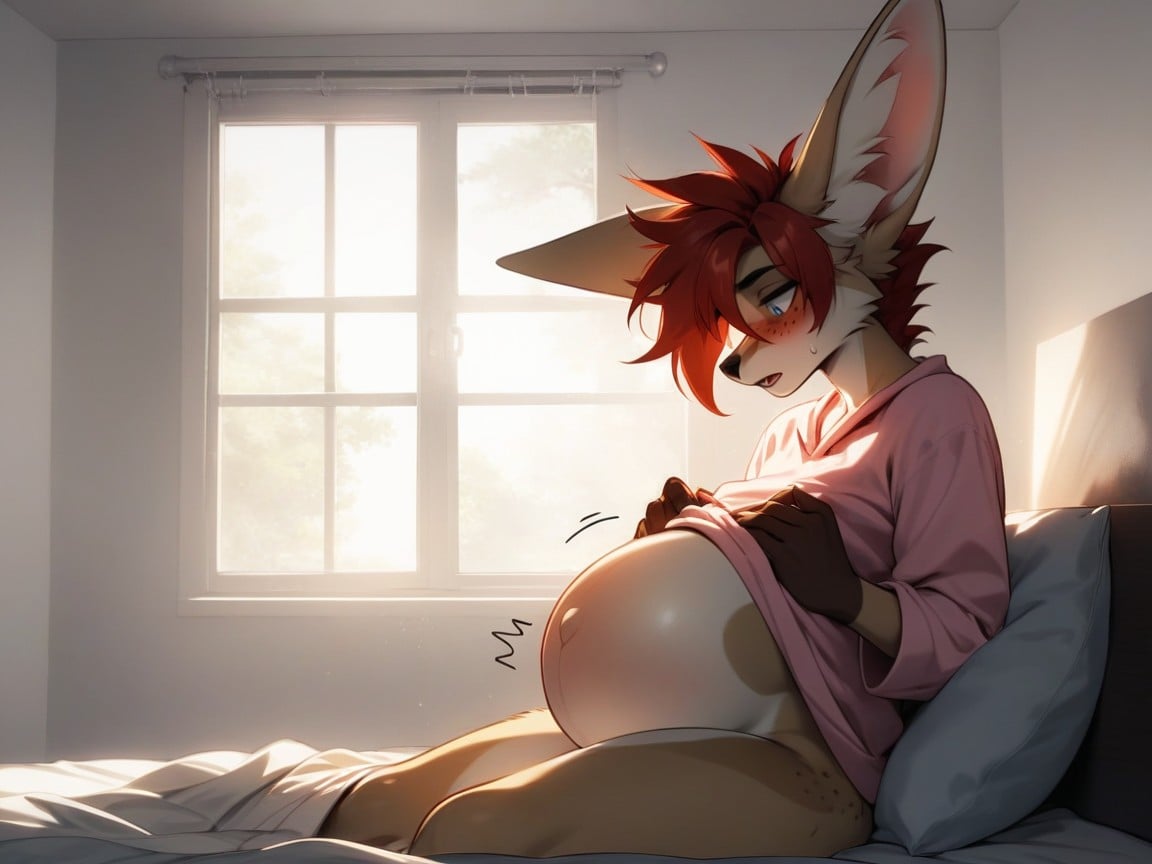 Girlyboy, Bedroom, Pregnant Furry AI Porn