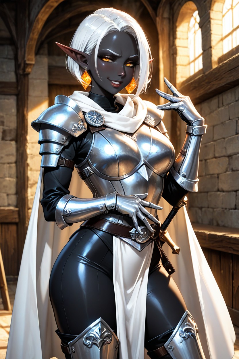 Silver Armor Gloves, Afternoon, Looking At Viewer Hentai IA