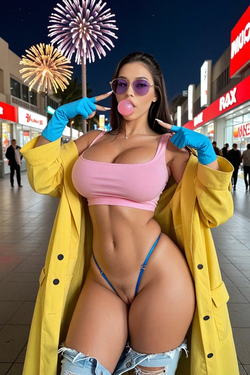Fit, Extremely Hair, Blue Gloves AI Porn