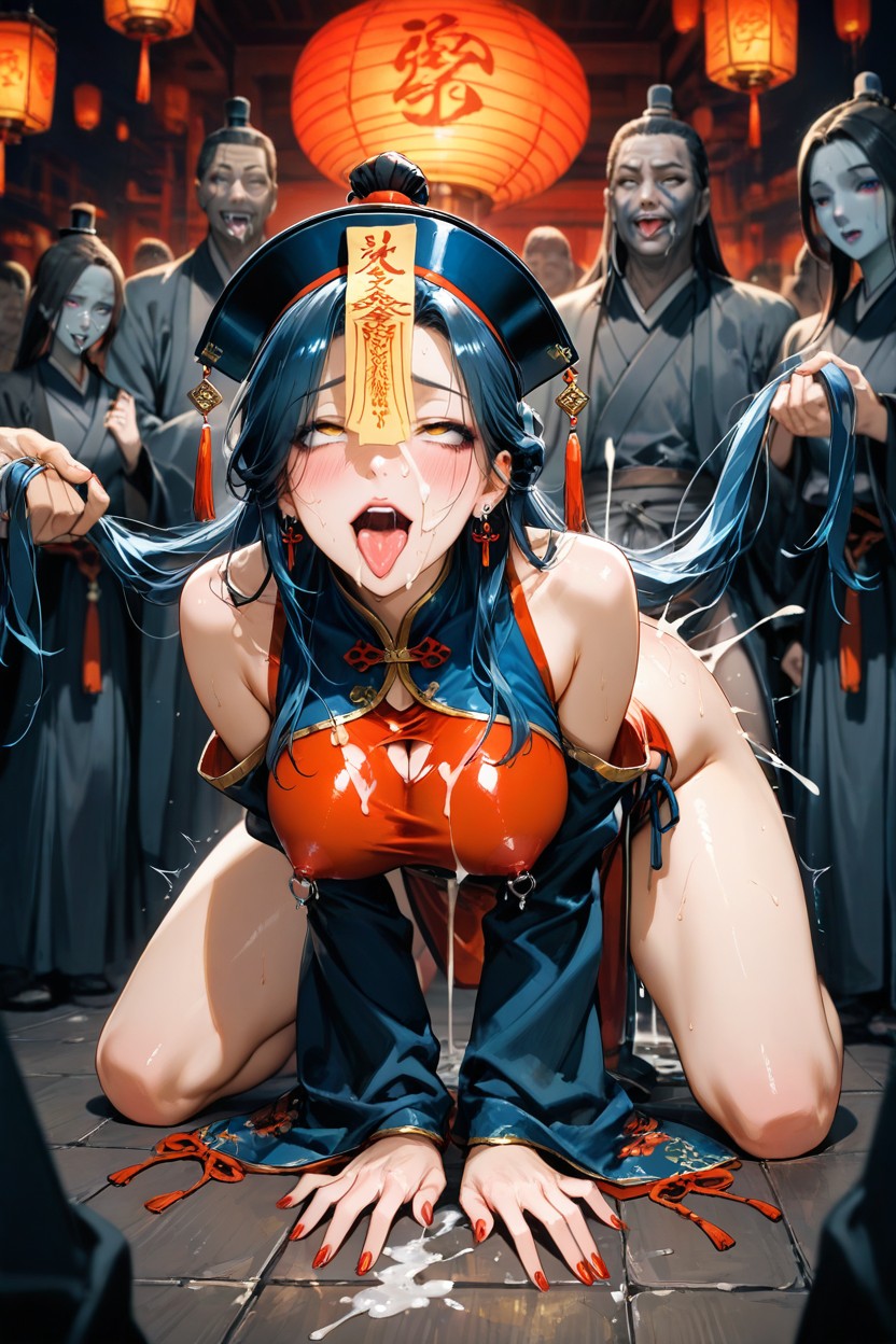 Eerie Atmosphere, Yellow Talismans, Having Anal Sex Hentai AI Porn